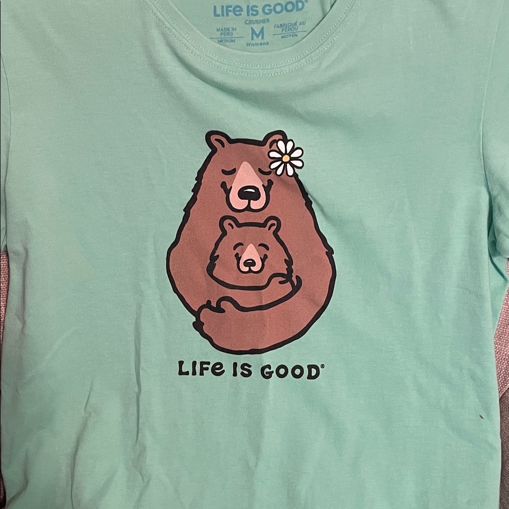 Life Is Good Mint Bear Hug Tee
